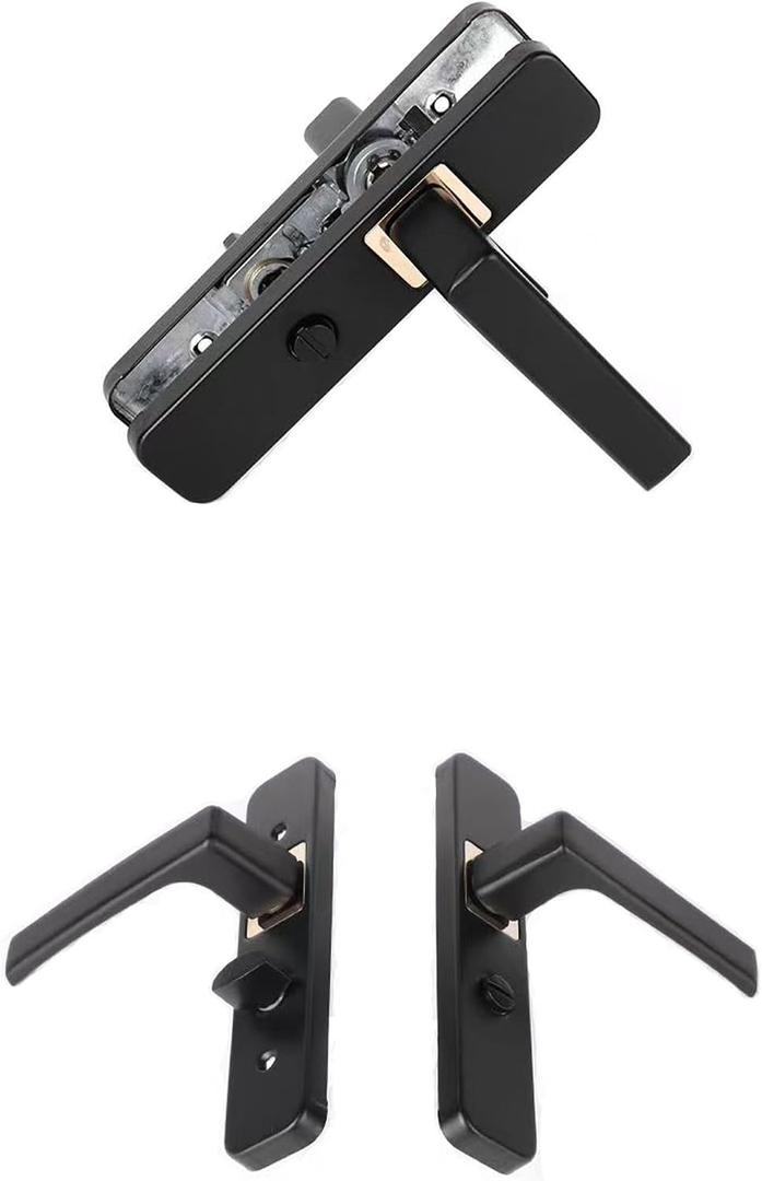 Black Bathroom Door Lock Keyless Door Handle Single Latch