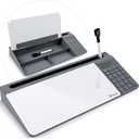 Varhomax Glass Desk Whiteboard with Calculator, Desktop Dry Erase White Board with Storage, to Do List Memo Notepad for Home and Office