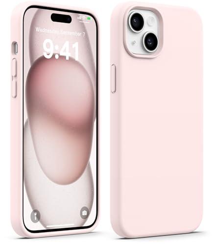 AOTESIER Shockproof for iPhone 15 Plus Case, [Food Grade Silicone] Phone Case [Military Drop Protection] with Soft Anti-Scratch Microfiber Lining, 6.7 inch, Chalk Pink