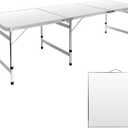 Moosinily Camping Table 6FT Folding Table Large 3 Adjustable Height Portable Picnic Table Camp Aluminum Outdoor Picnic BBQ White