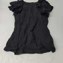 Womens Ruffle Short Sleeve Shirts Slim Fit High Neck Knit Ribbed Tops (Medium, Black)
