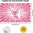 2 x Breast Cancer Awareness Backdrop Pink Power Banner Hope Faith Strength Courage Survivor Signs Women Health Walk Charity Party Supplies 6x3.6ft