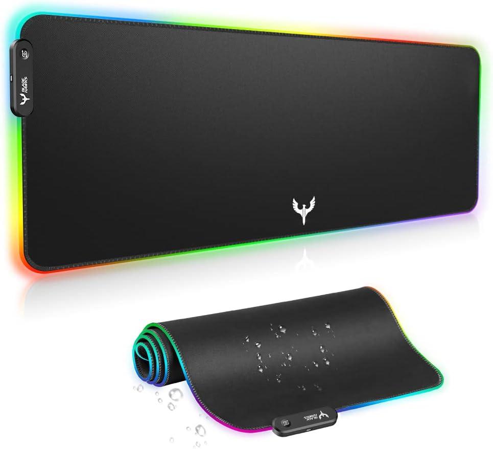 BladeHawks Extra Large RGB Gaming Mouse Pad-14 Light Modes, Extended Soft LED Mouse Pad, Anti-Slip Rubber Base, Computer Keyboard Mousepad Mat (31.5 x 12 Inch) (Black)