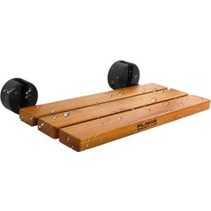 20 inchs Teak Folding Shower Seat Wall Mounted,Fold Down Shower Bench for Small Shower Space, Home Care Teak Wood Stool for Inside Shower,Pregnants-Maximum Load 440lb,for Elderly, Adults (Black & Yellow)