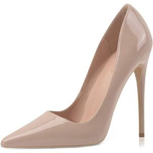 Elisabet Tang High Heels, Women Pumps Pointed Toe Stilettos 4.7 inch/12cm Sexy Heels Party Shoes (8, Nude)
