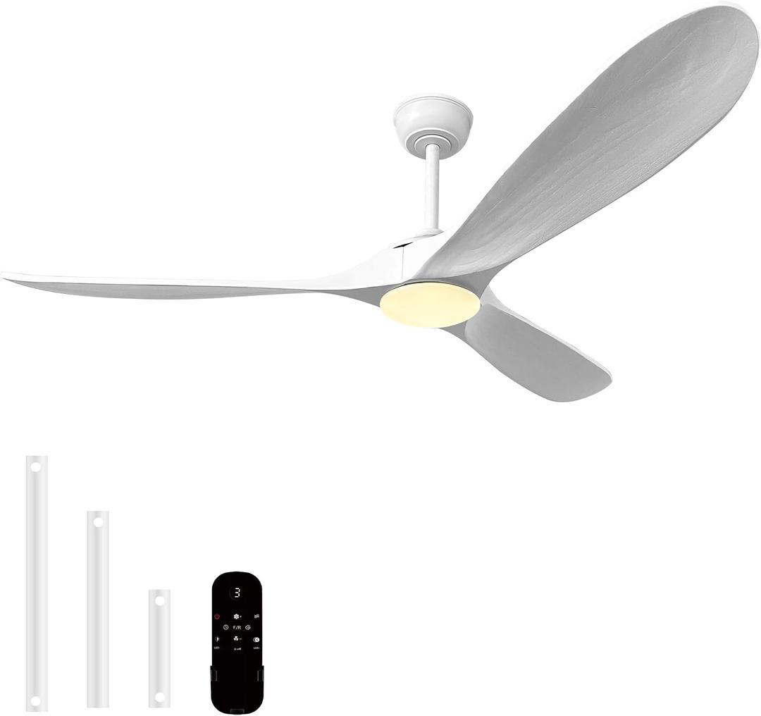60'' White Ceiling Fan with Light,Outdoor Ceiling Fan light(White)
