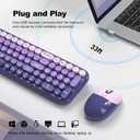 MOFII Wireless Keyboard and Mouse Combo, Compact Small Keyboard with Large Print, 2.4GHz Retro Typewriter Keyboard, Quiet Click Mouse for PC, Laptop, Desktop, Windows (Purple Gradient)