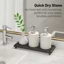 Quick Dry Sink Caddy Kitchen Sink Organizer, Water Absorbing Stone Tray for Sink, Stone Drying Tray, Diatomite Faucet Mat & Protector, Dispenser Sponge Holder, Stone Soap Tray for Bathroom Counter