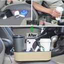 Car Cup Holder Expander Organizer,Multifunctional Cup Drink Holders with PU Leather Cover,Side Insert Center Console Seat Gap Filler Storage Box for Mug Bottle CellPhones Keys Coffee Coasters Cards