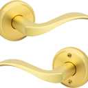 Kwikset Sedona Interior Passage Door Handle, Lever for Closet and Hallway Doors, Reversible Non-Locking Handle Lever, Satin Brass, with Microban Protection