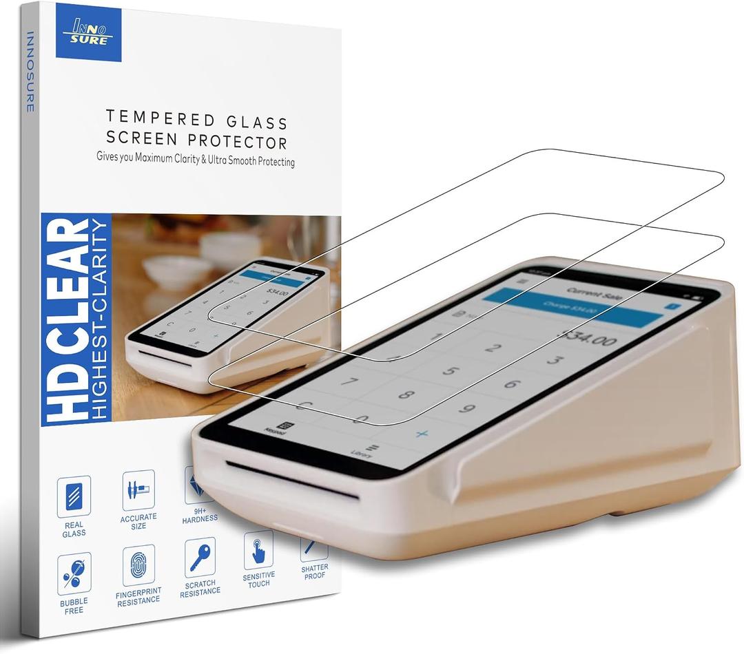 [2-PACK] Tempered Glass Screen Protector Designed for Square Terminal Credit Card Machine 5.5" Touchscreen Anti Scratch/Fingerprint (HD Clear)