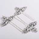 Missgrace Women Silver Red Green Simple Rhinestones Hair Pins Headpiece Bride Wedding Prom Party Hair Accessories for Women Set of 3 (Silver)
