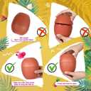 CHENGU 48 Pcs Coconut Cups Party Set, 24 Coconut Cups with 12 Pineapple Straws & 12 Flamingo Straws, Hawaiian Luau Tiki Summer Beach Party Decorations & Favors for Adults(Pink,Brown)