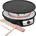 nutrichef Electric Crepe Maker & Griddle - Easy Clean Detachable Cooktop - Cooks Crepes, Bacon, Tortillas & Omelets - 12inch Cook Area with Adjustable Temperature - Includes Spatula & Batter Spreader