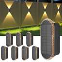 Ellasay 8 Pack Fence Lights Solar Powered, Up and Down Focus LED Solar Wall Lights Outdoor, IP67 Waterproof Solar Lights for Outside Patio, Backyard,Porch,Railing,3 Color Modes