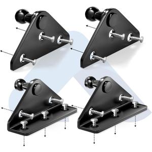 ARANA 10MM Gas Strut Mounting Brackets, Ball Stud Mount Bracket for Universal Lift Supports Shocks Spring Kits Hardware 4 PCS with 16 Screws (Only Fits 10mm Ball Head)