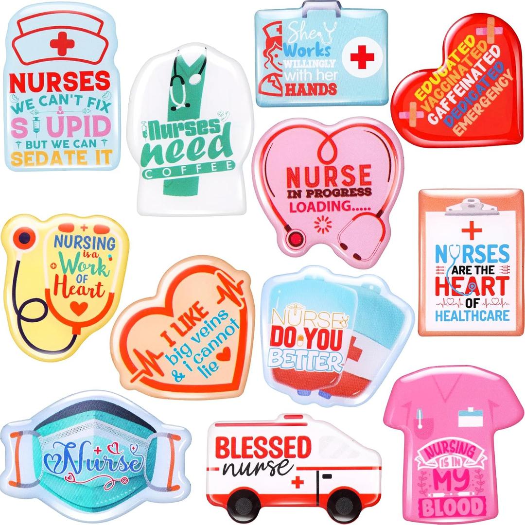 17 x Fancy Land 12Pcs Nurse Magnets for Refrigerator Funny Nursing Magnet Stickers for Locker Nurse Week Gifts for Medical Students Assistants Appreciation Supplies Exchange Gag Favors