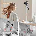 Hands Free Hair Dryer Stand Holder, Countop Blow Dryer Holder with 360 Degree Rotating, Height Adjustable, Universal Grip Works for 99% Blow Dryer (White)