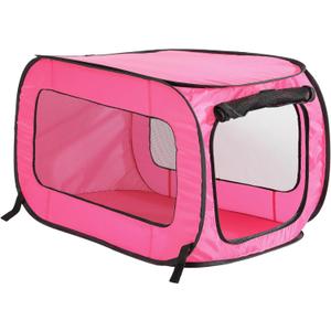 Beatrice Home Fashions Portable, Collapsible, Pop Up Kennel Travel Cat and Dog Crate, 24" L x 16.6" W x 16" H, Fuchsia