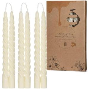 Beeswax Taper Candles,Spiral Taper Candle White Unscented Twisted Candlesticks 10 Inch Smokeless Candle Stick for Wedding Dinner Decor Creative Gift 4PCS