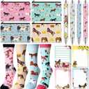16 Pcs Valentines Horse Gifts for Women Cute Horse 3x4 Sticky Notes Pens Makeup Bags Socks Set for Valentines Animals Lover Gifts Favors Office Supplies