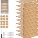 10 Pcs Bamboo Wood Wire Shelf Cover, Wire Rack Covers for Shelves, 24 x 12 Inch Shelf Covers for Wires Shelving, Board for Pantry, Store, Kitchen, Removable Closet, Office