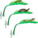 2 x Tree Frog Tank Accessories & Turtle Basking Platform 3PCS Set Leaf Decor - Reptile Habitat Decoration, Terrarium Accessories with Suction Cups for Turtles, Frogs, Geckos & Toads (Rounded Leaf)