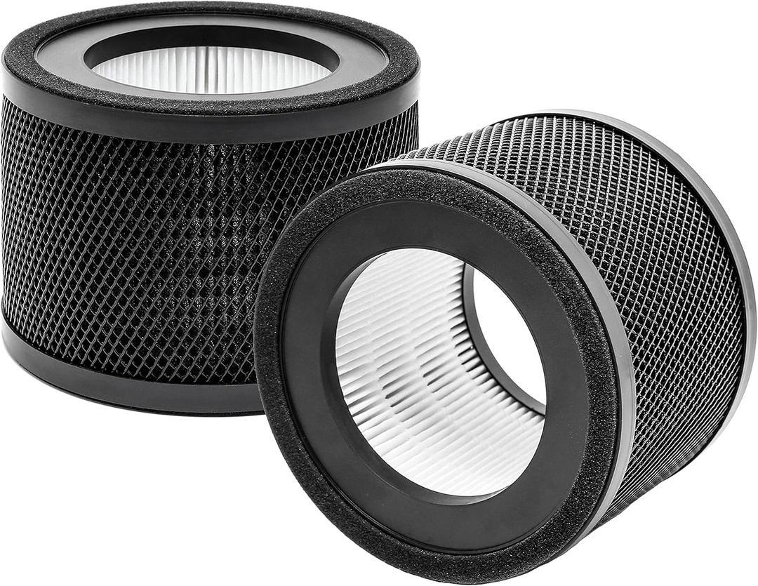 WOCASE TT-AP001 True HEPA Filter Replacement, Compatible with TaoTronics TT-AP001 and and VAVA VA-EE014 Air Purifier, H13 True HEPA Filter & Activated Carbon Filter, 2 Pack