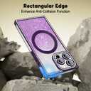 Misscase Magnetic Glitter Case for iPhone 16 Pro Max 6.9 Inch, Camera Protection, Compatible with MagSafe, Rectangle Cute Bling Sparkle Diamond Colorful Phone Cover, Drop-Tested & Shockproof-Purple