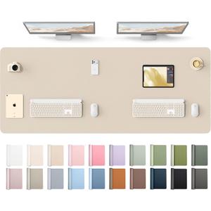 YSAGi Leather Desk Protector, Office Mat, Large Mouse Mat, Non-Slip PU Leather Blotter, Laptop Desk Mat, Waterproof Writing Pad for Office and Home(Eeggshell, 63" x 24")