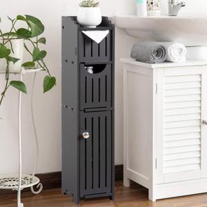 AOJEZOR Bathroom Storage Cabinet: Toilet Paper Cabinet Fit for Mega Roll,Matte Black (29.9''H)