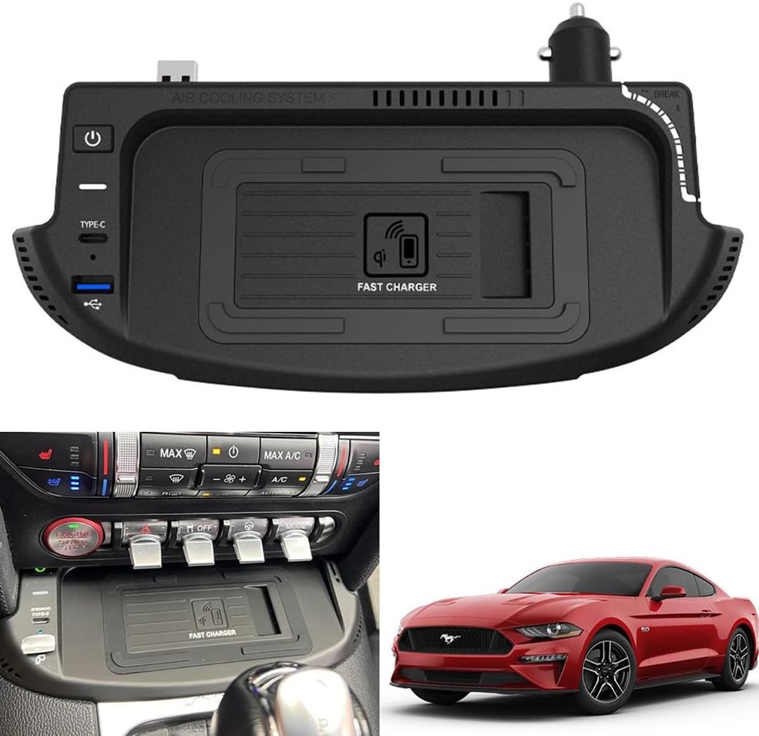 Ford Mustang Car Wireless Charger, Cell Phone Qi Charging Station Pad fits for 2015-2023 Ford Mustang Accessories
