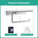 Toilet Paper Holder with Shelf, 304 Stainless Steel 6-Inch Large Bathroom Toilet Paper Holder Wall Mount, Rustproof Toilet Paper Roll Holder for Bathroom, Washroom