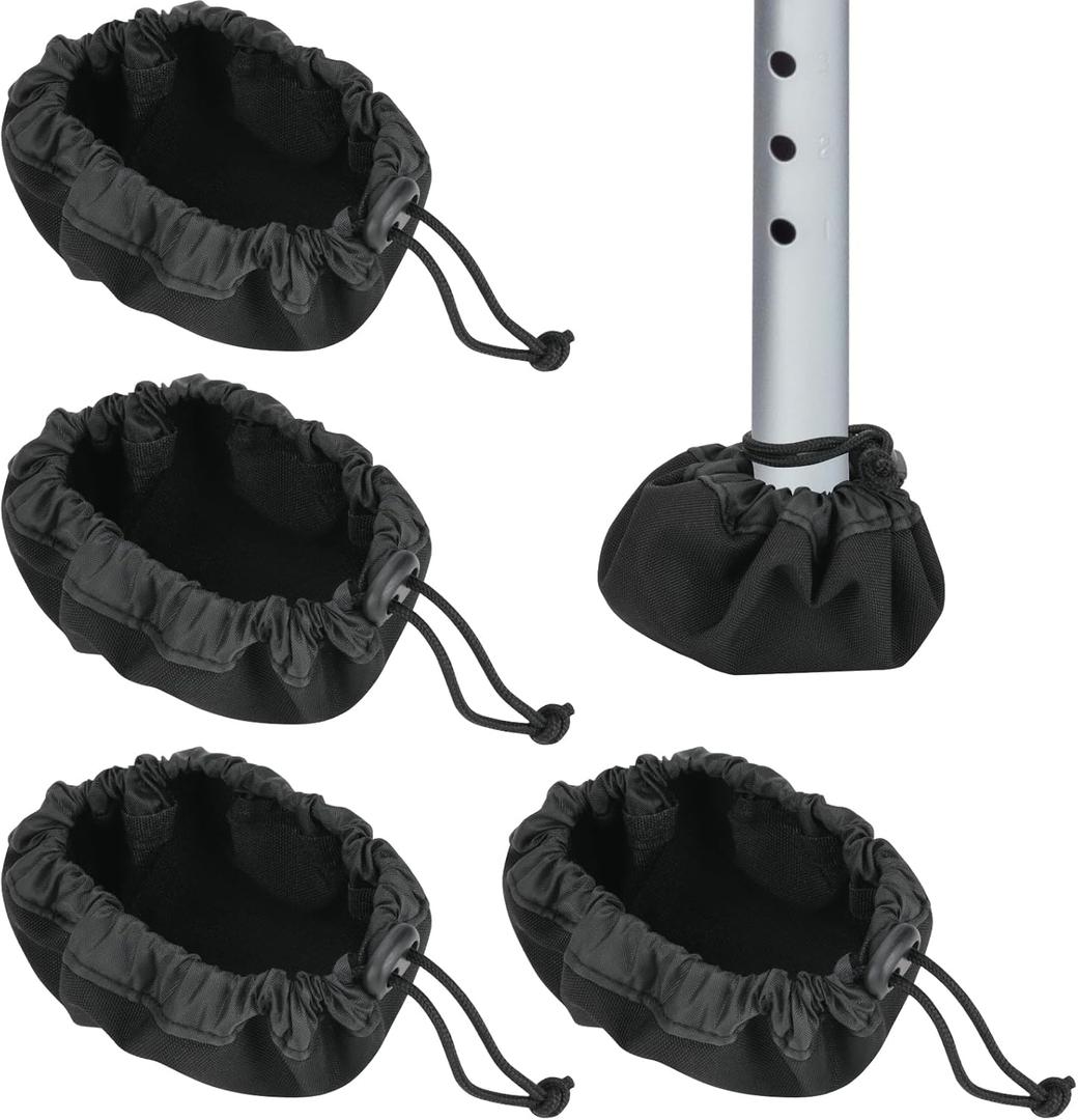 Beautyflier 4 Pack Walker Ski Glide Covers, Durable Pad Cover for Folding Walker Feet, Rollator Glider Accessories Fit Pad for Indoor and Outdoor Use, Slides Easily, Universal Fit, Black