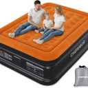 CHERIMOR Queen Air Mattress with Built-in Pump, 800 lbs Max Support, Stable Edges Design, 48-Hour Leak-Tested Durable PVC, 3-Min Fast Inflation, Portable Inflatable Bed for Home Guests & Travel