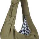 Dog Carrier Sling - Reversible Puppy Carrier Purse with Storage Pocket, Hand-Free Dog Sling Carrier for Carry Small Dogs and Cats, Travel Safety Harness, Dog and Cat Harness (Green)
