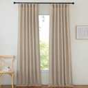 NICETOWN Thick Linen Curtains for Farmhouse 90 inches Long, Pinch Pleated Curtains Flax Linen Privacy with Light Filtering Window Treatments for Bedroom/Boys Room, Taupe, W50 x L90, 2 Panels (Hook Belt| Camel)