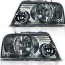 DWVO Headlights Assembly Compatible with 2004 2005 2006 2007 2008 Ford F-150/06 07 08 Lincoln Mark LT OE Headlamp Chrome Housing Smoke Lens Clear Reflector