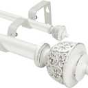 1 Inch White Double Curtain Rod with Vintage-style Finials-Tension Curtain Rods 28-48 Inchs for Bedroom&Home Decor