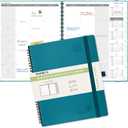 POPRUN Monthly Planner 2026-2027 (Large 8.5" x 10.5") 18 Months Calendar Book(Jan 2026 - Jun 2027) - 4 Pages per Month with Expense & Notes, Stair-like tabs, Leather Cover, Sunday Star-Pacific Green