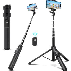 bluehorn Extendable 62 inches Aluminum Alloy Selfie Stick Phone Tripod Stand New Model with Wireless Remote Shutter Compatible with All Cell Phones/Live Stream/Vlog/iPhone 16/15/14/13/Android