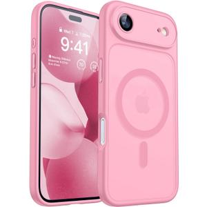 CANSHN Magnetic Compatible with iPhone Air Case(6.5 Inch), Upgraded [Full Camera Protection] [Compatible with Magsafe] [Translucent Matte] Shockproof Phone Cover for iPhone 17 Air Case,Pink