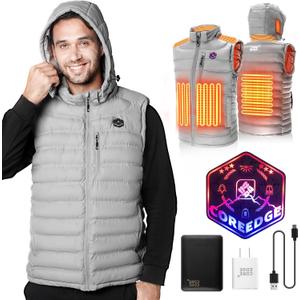 Heated Vest for Men with Detachable Heated Hood, Electric Vest for Men with Battery Pack Included (Medium, Gray)