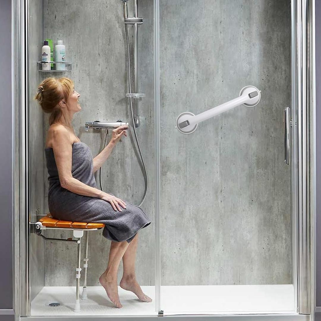 Auroras Strong Suction Cup Grab Bars for Bathtubs and Showers, 2 Pack Removable Heavy Duty Shower Grab Bars for Seniors No Drilling, 16 Inch Non-Slip Shower Handles for Elderly,Children,Injured