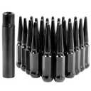 24pcs, M14x1.5 Wheel Spike Lug Nuts for for Silverado Sierra Ram 1500 F150 Aftermarket Wheel Black,14 mm x 1.5 Lug Nuts,Closed End Spike with 1 Socket Key