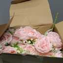 Geosar 8 Bundles Artificial Peonies Flowers Fake Silk Peony Bouquet Faux Peonies Flowers Bulk for Decoration Vase Floral Arrangements Wedding Party Table (Light Pink,Light Blue)