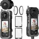 Insta 360 X4 Aluminum Metal Frame Cage Bag Case Lens Guards with Silicone Lens Cap Screen Protector for Insta360 X4 X 4 Camera Accessories Kit Multi-use Mount Clamp Adapter