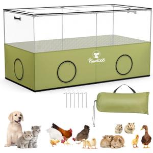 Pawaboo Small Animal Playpen, Pet Cage Tent with Breathable Mesh Wall and Bottom, Foldable Small Pet Enclosure for Puppy Kitten Rabbit Chicken Hamster Guinea Pig Indoor Outdoor Fence, Green