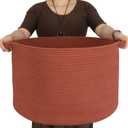 Extra Large Cotton Rope Basket Blankets Basket Living Room 22"x14" Toy Baskets for Kids and Dogs Rope Storage Baskets for Nursery Woven Laundry Baskets for Clothes Towels Baby Toy round rustic