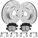 Front Brake Pads And Rotors Kit Compatible With 2005-2010 Scion tC, 2000-2005 Toyota Celica, 31270 D817-7691 Automotive Replacement Brake Kits Geomet Drilled And Slotted Rotors 275mm(10.8in)